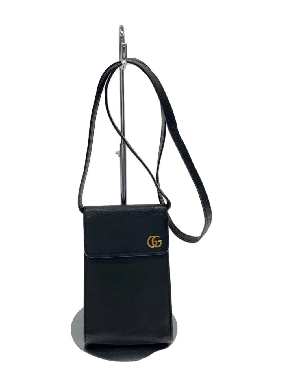 Gucci GG Marmont Shoulder Bag Leather Black on strap